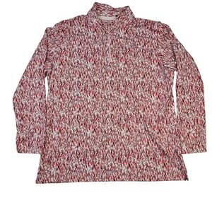 Bette & Court Womens XL Quarter Zip Pullover Red Black White Abstract Golf Top